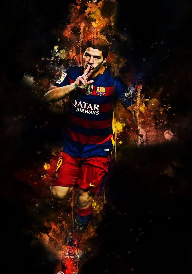 Luis Suarez poster con telaio in plastica da MasterInkArt