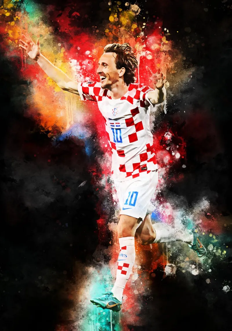 luka modrić croatia poster con telaio in legno da MasterInkArt