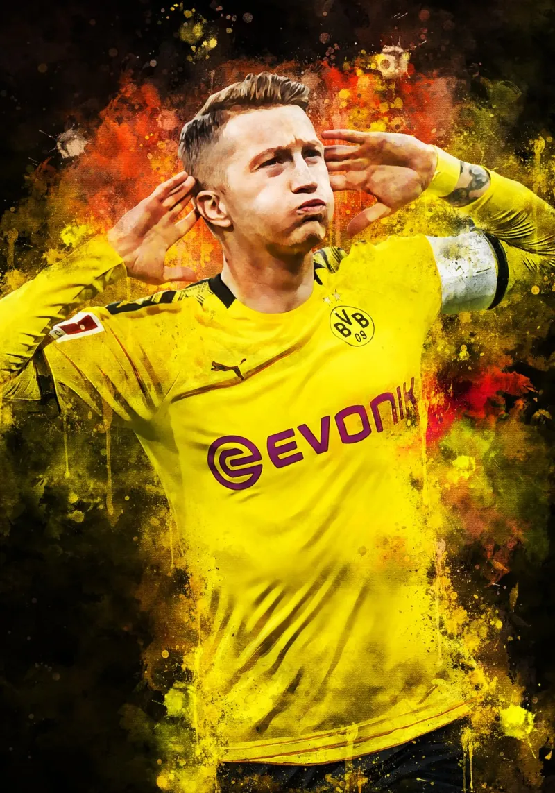 Marco Reus poster con telaio in alluminio da MasterInkArt