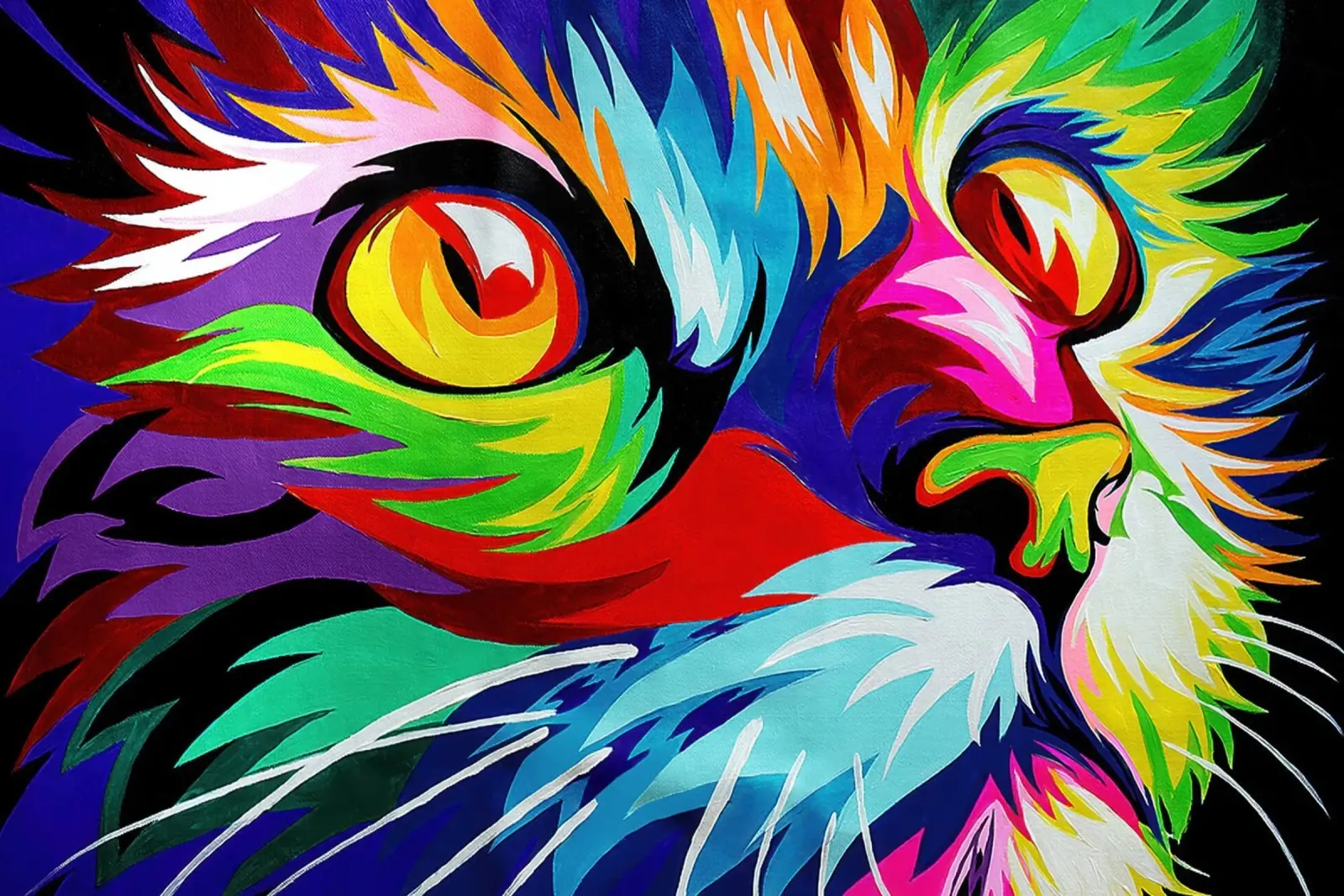 Abstrakte Regenbogenkatze Poster von John Boss