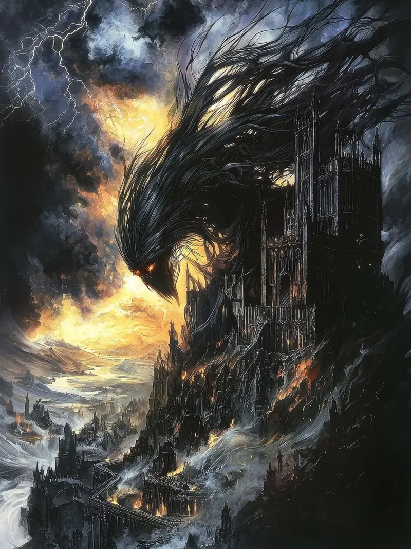 Creatura nera poster con telaio in alluminio da John Boss