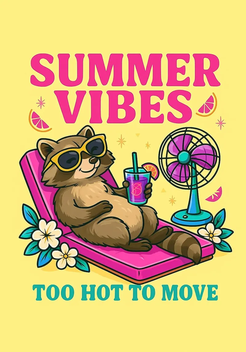 mapache summer vibes poster con marco de aluminio de paroongs