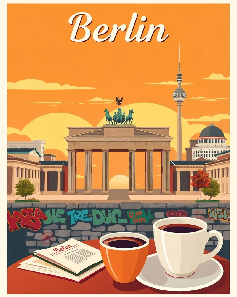 Vue chaleureuse de Berlin poster avec cadre en plastique de HicksShop