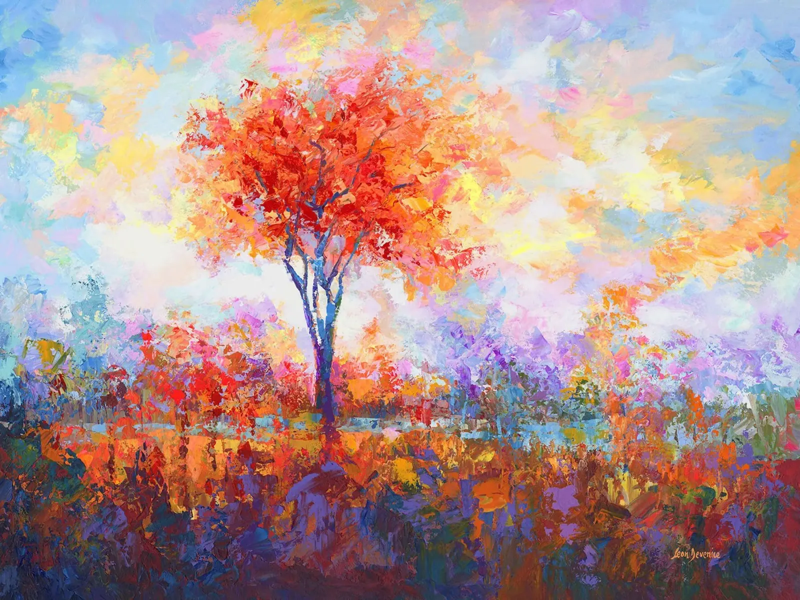 L'albero della serenità di Leon Devenice poster con telaio in plastica da John Boss