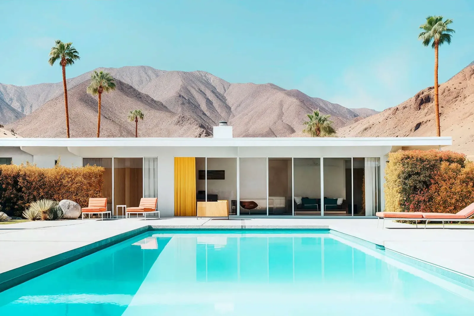 California Dreaming - Palm Springs Pool in the desert canvas with Floater frame by Brant Varner