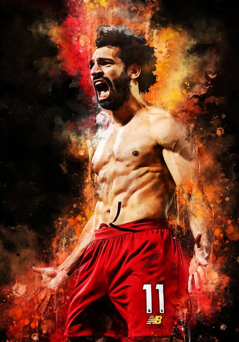 Mohamed Salah Liverpool poster con telaio in alluminio da MasterInkArt