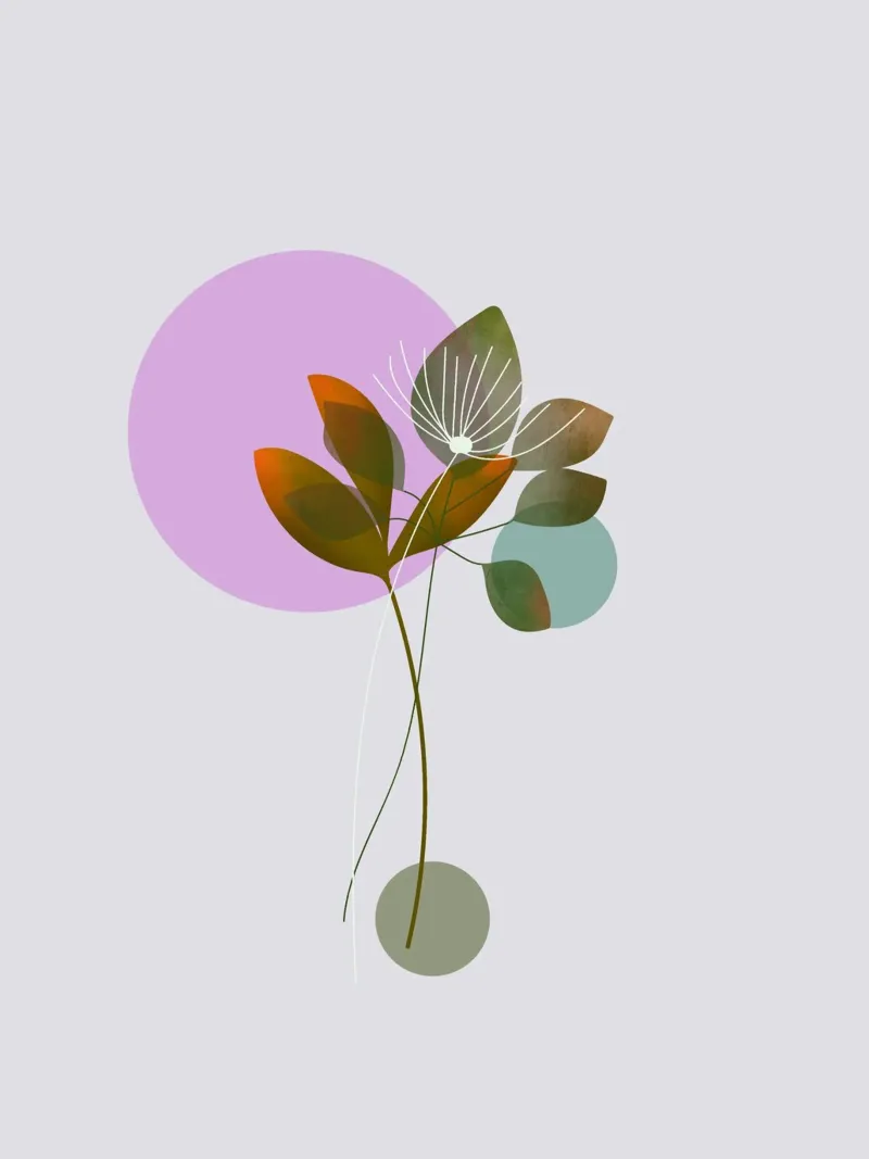 circle and leaf poster con telaio in plastica da pastel color shape