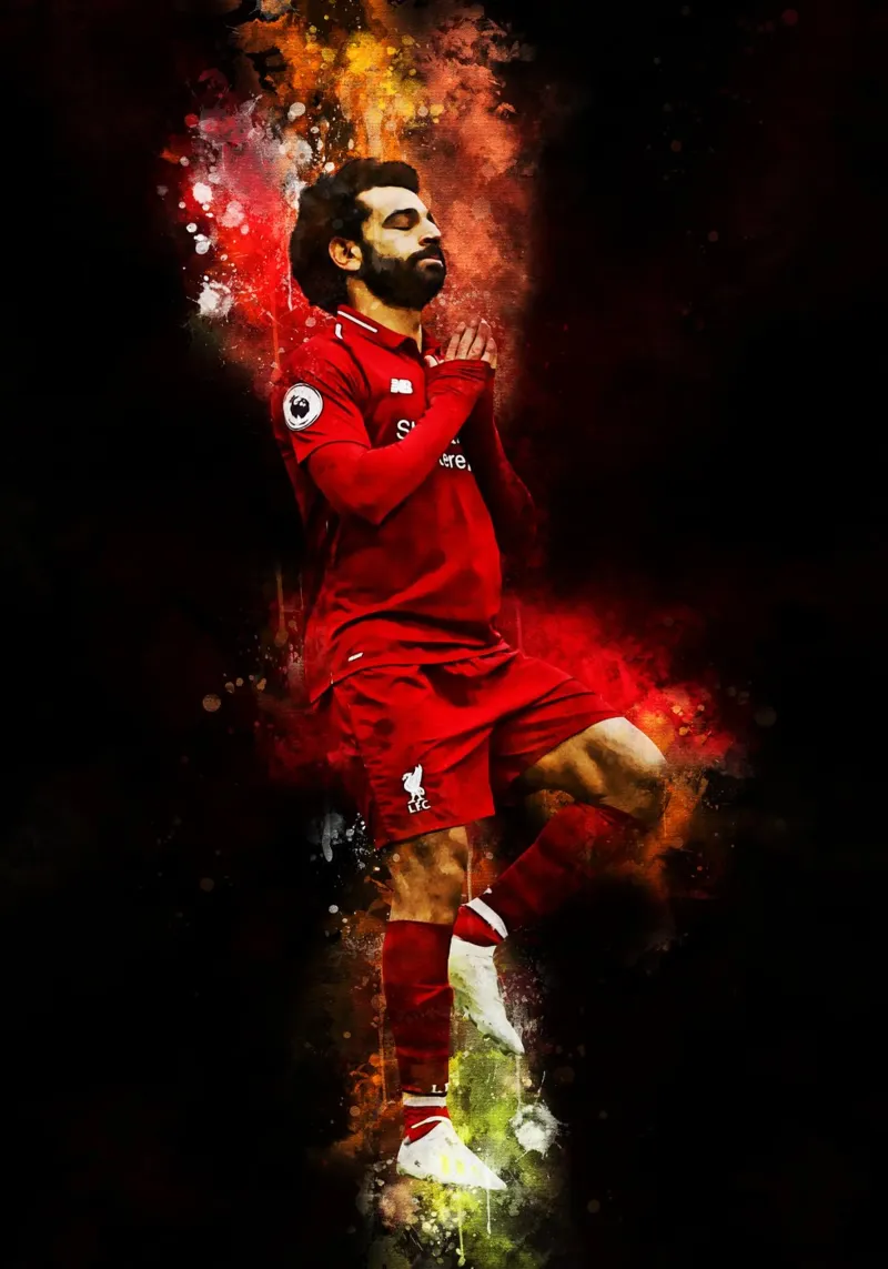 Mohamed Salah poster con telaio in legno da MasterInkArt
