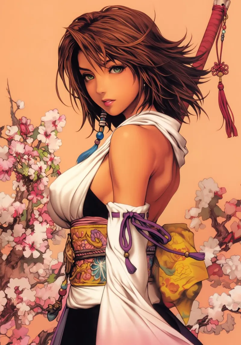 Yuna Final Fantasy X FFX poster con telaio in alluminio da Fleur de Lys