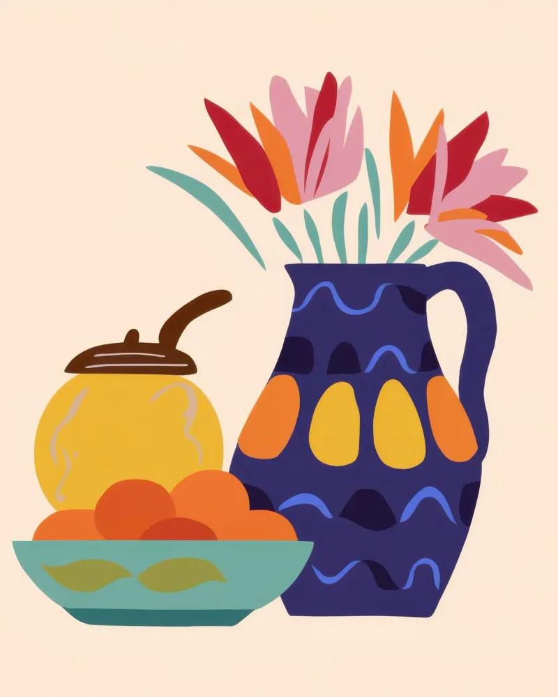 Celebrazione del vaso di cobalto poster con telaio in plastica da Autumn Season