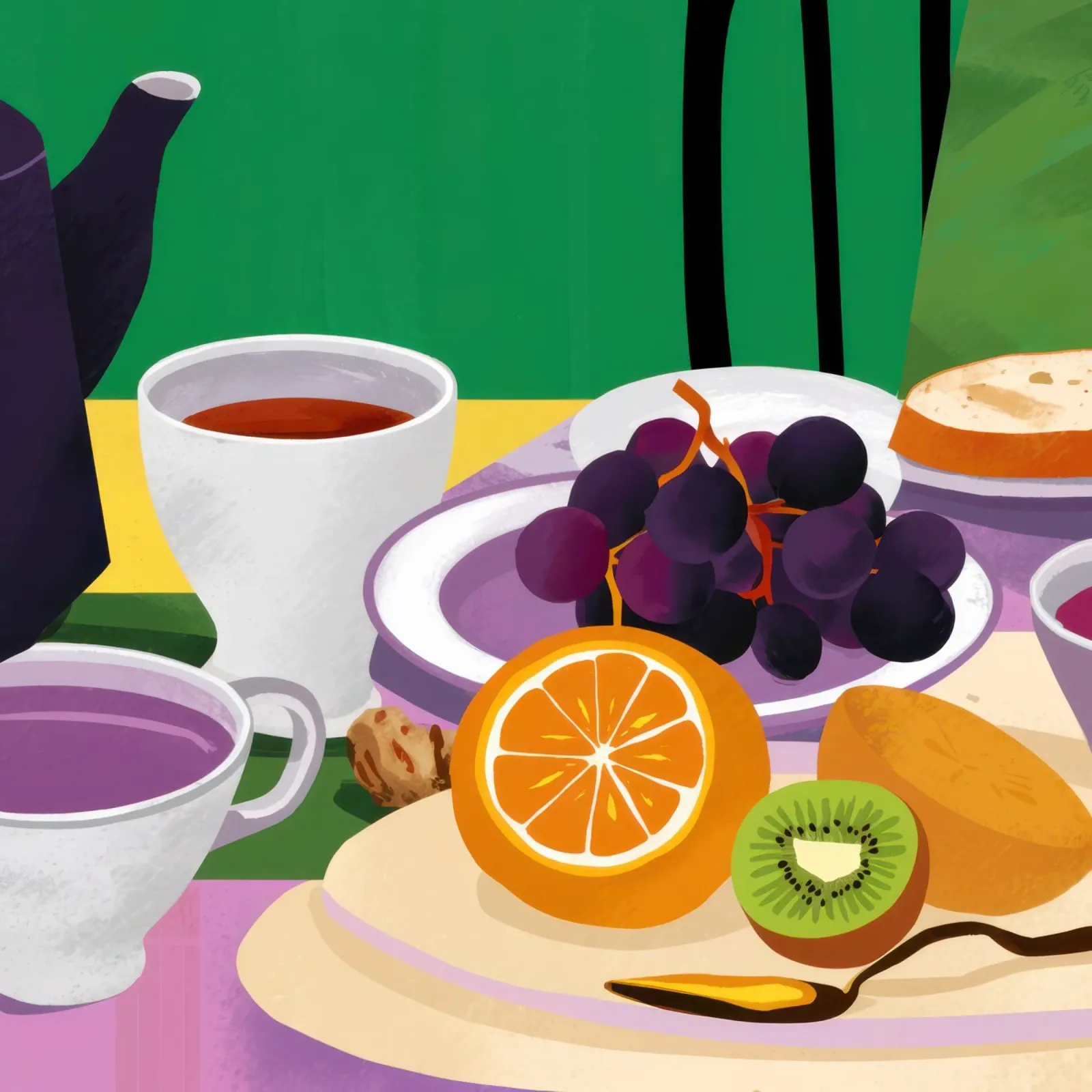 Tavola della frutta verdeggiante poster con telaio in legno da Autumn Season