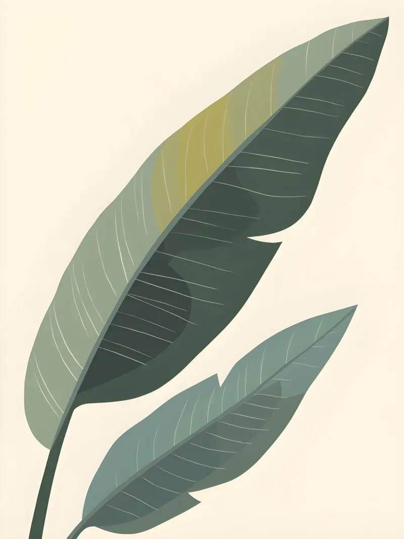 Hoja de plátano - Abstracto poster con marco de aluminio de The Green Room