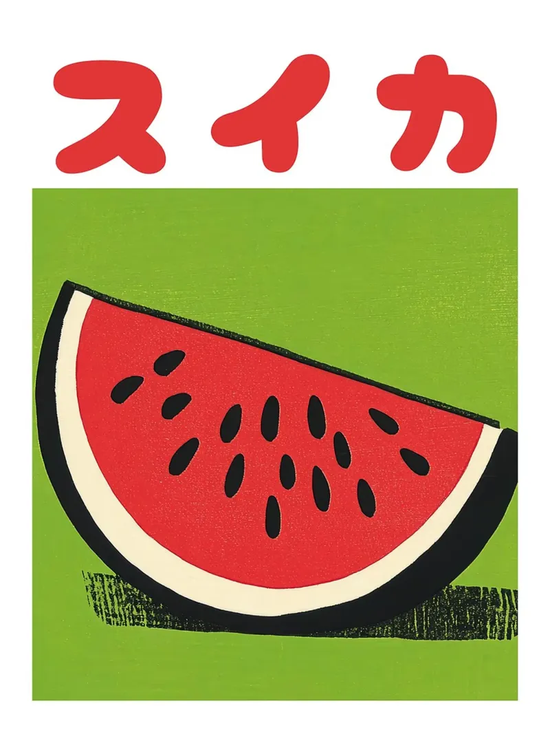 Watermelon Japanese Art Print canvas with Floater frame by Sabine Klein
