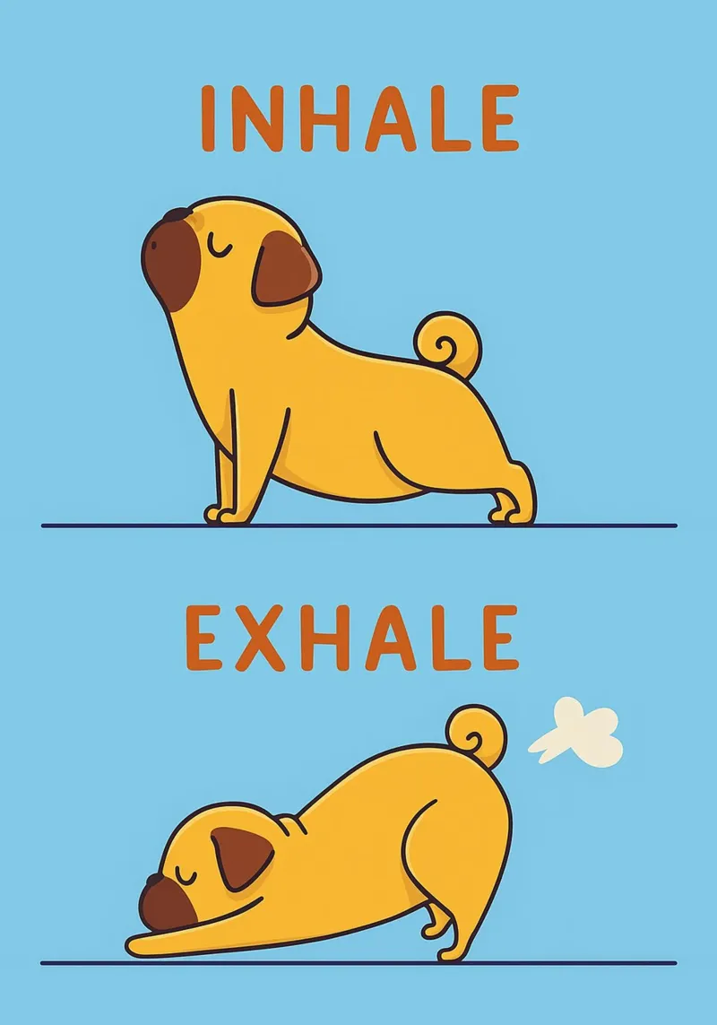 inspirare espirare cane poster con telaio in legno da bojoonxs