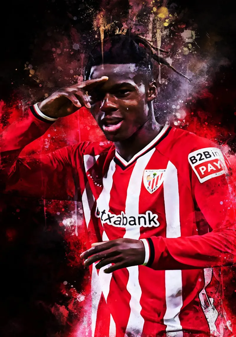 Nico Williams poster con telaio in legno da MasterInkArt