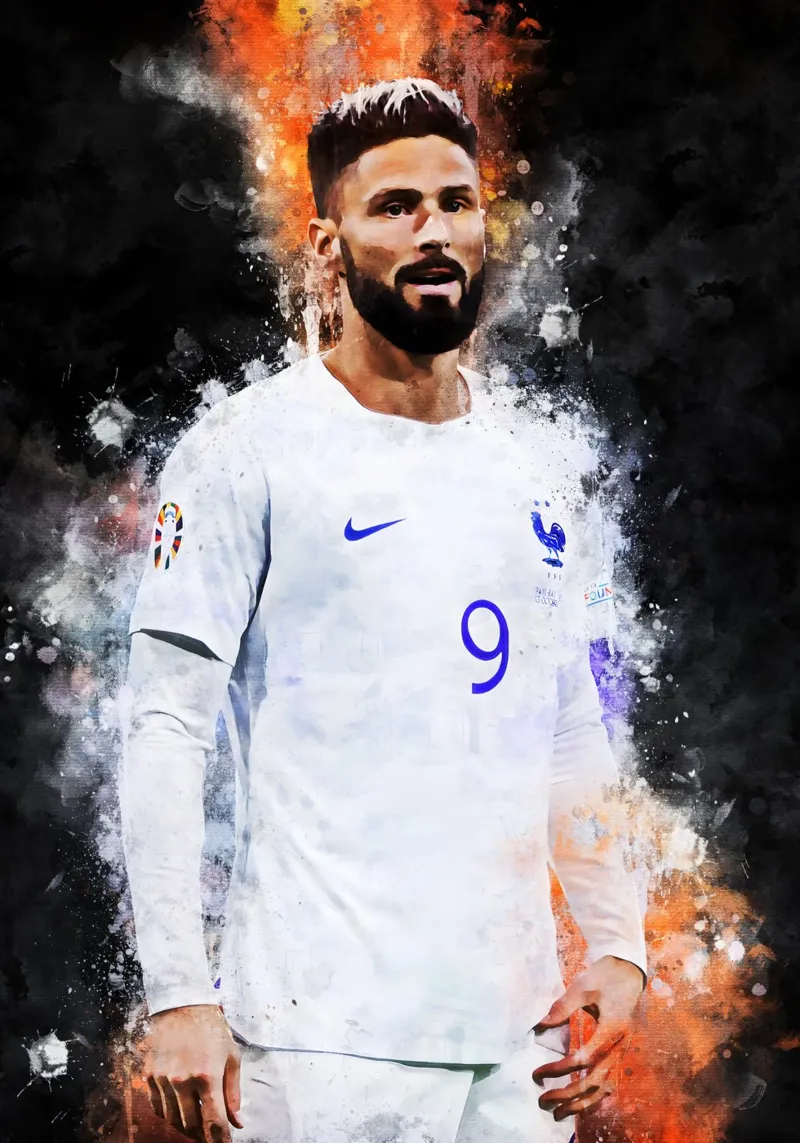 Olivier Giroud poster con telaio in alluminio da MasterInkArt