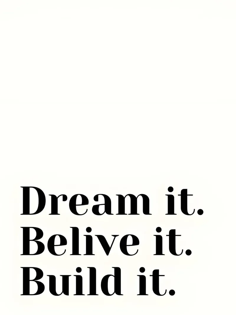 Dream, Believe, Build poster con telaio in legno da Type & Tape