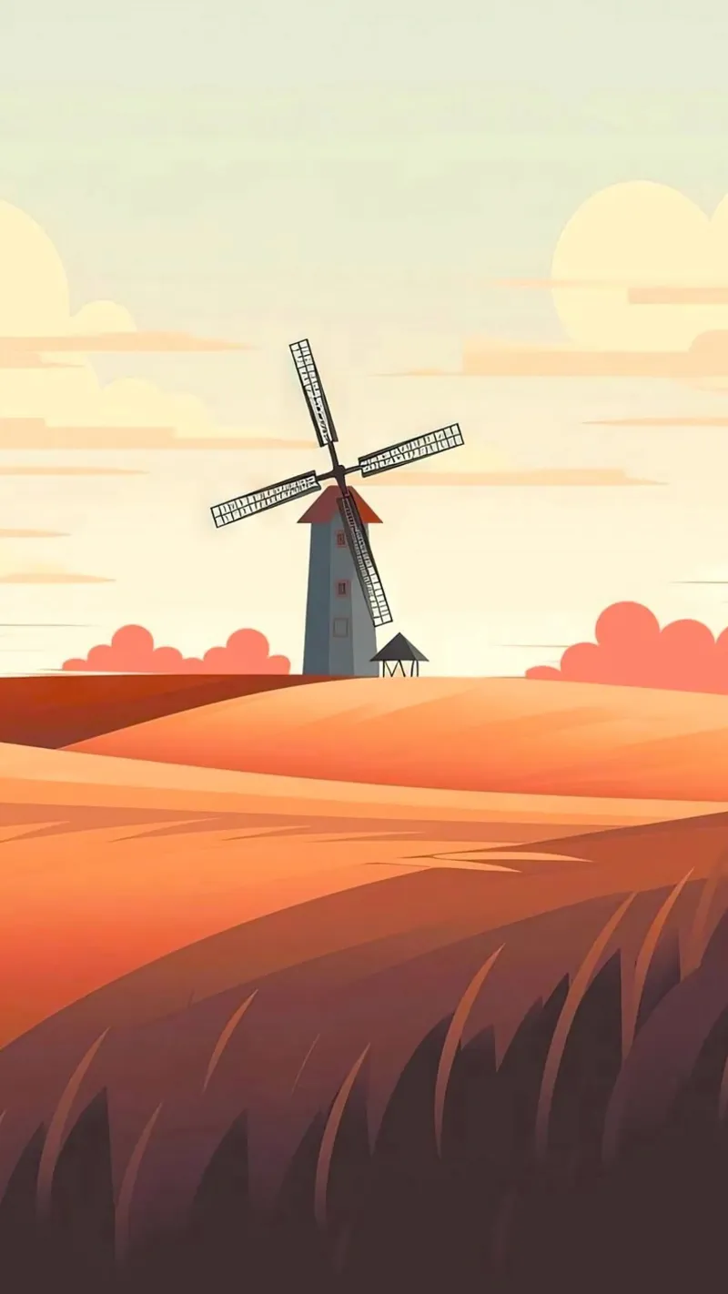windmill on the hill poster con telaio in legno da lily