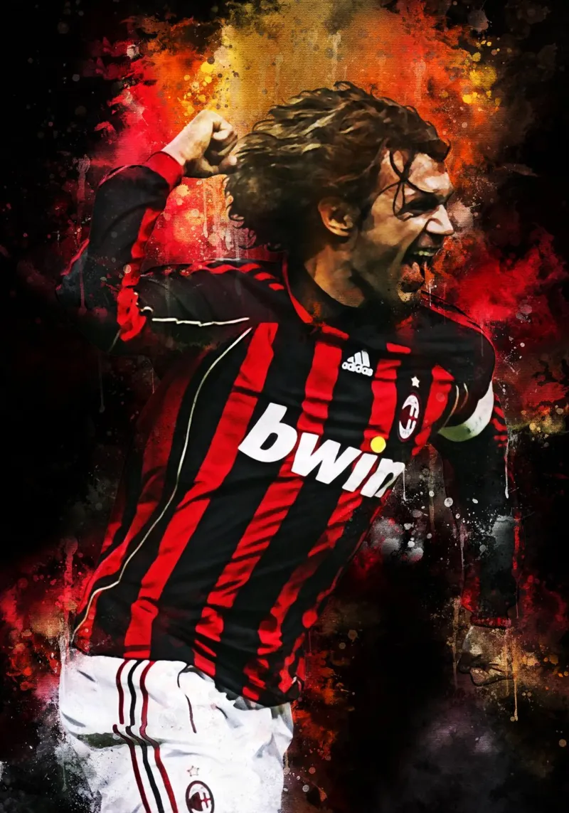 Paolo Maldini poster con telaio in plastica da MasterInkArt