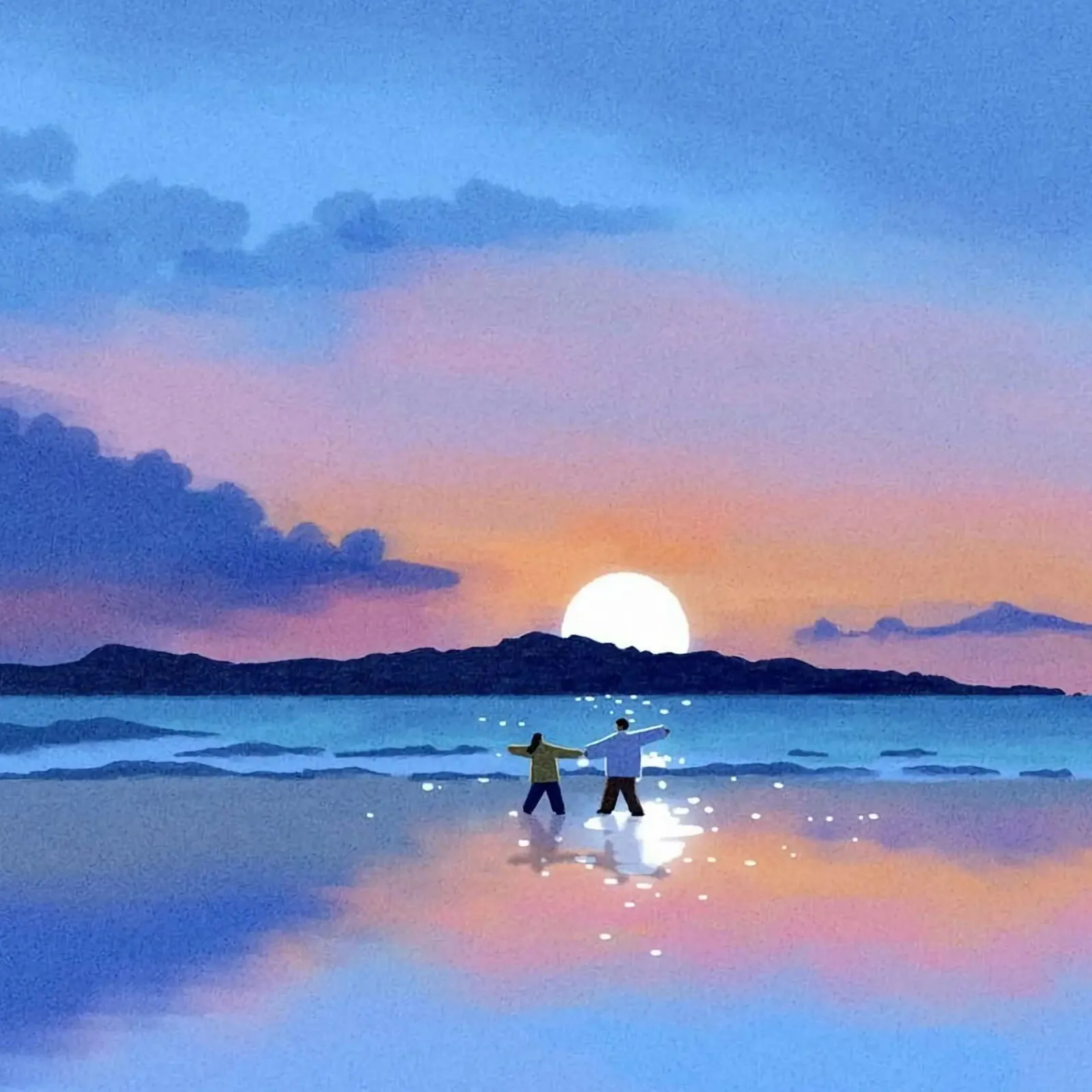 couple in the moonlight poster da kichin