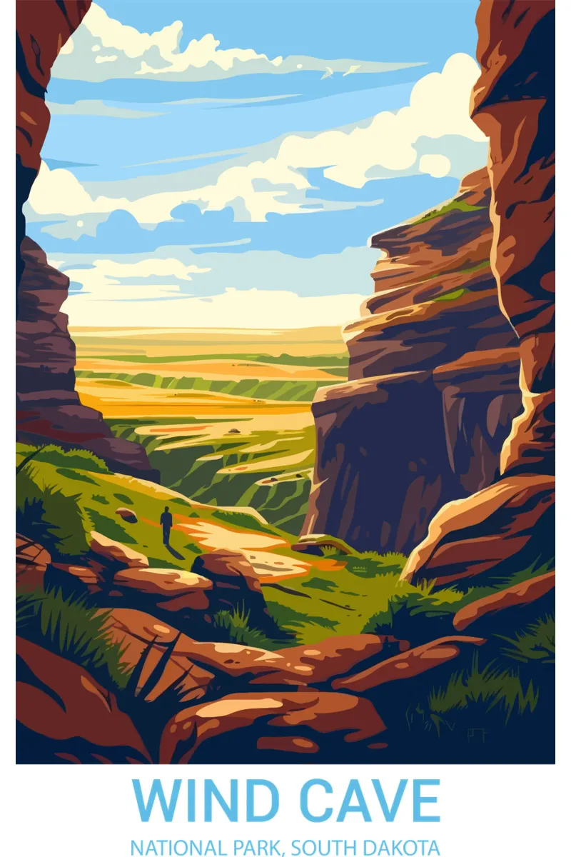 Parc national de Wind Cave, Dakota du Sud, États-Unis toile avec Caisse américaine de Wanderlust Vibes