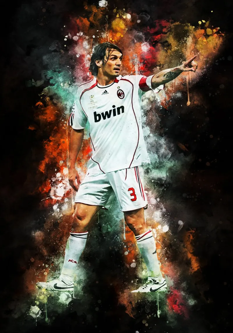 Paolo Maldini poster con telaio in legno da MasterInkArt
