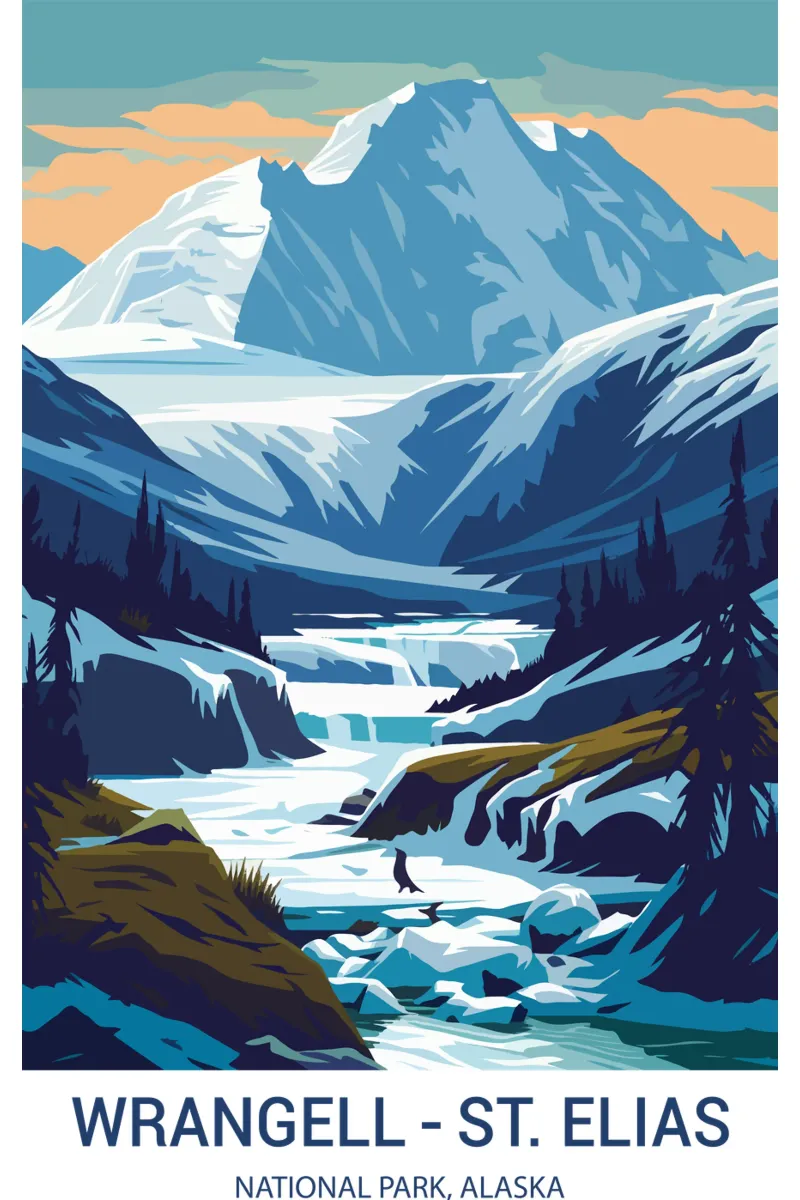 Parco Nazionale Wrangell St. Elias, Alaska, USA poster con telaio in legno da Wanderlust Vibes