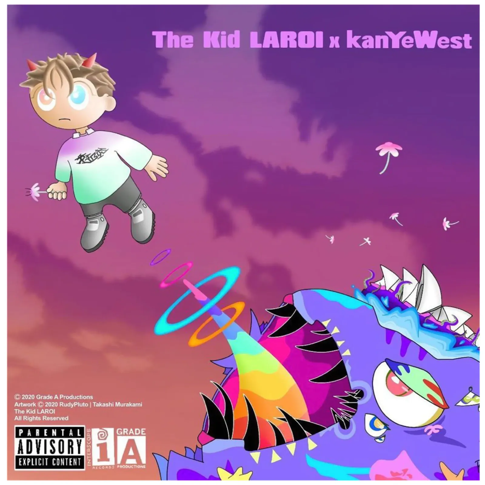 kanyes west camiseta de la gira glow in the dark lienzo con Marco flotante de martina