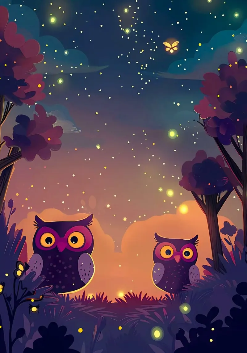 pair of owls canvas met Baklijst van kichin