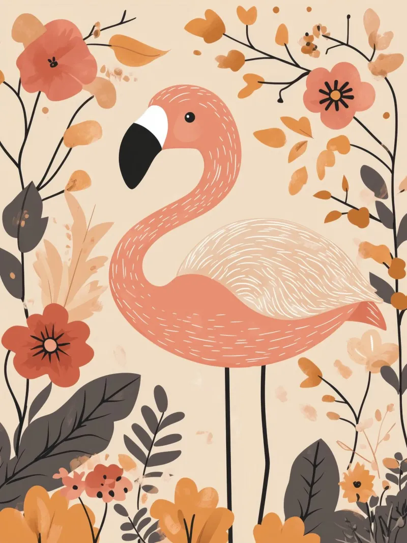 Fenicottero stravagante poster con telaio in legno da Happy Littles