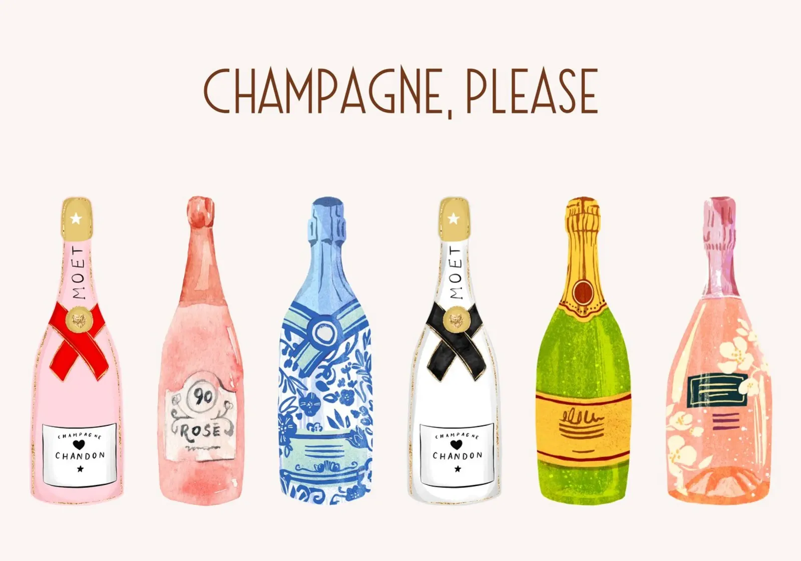 Champagne Please! Illustration Pop Art & Bar Decor canvas with Floater frame by vintagepod