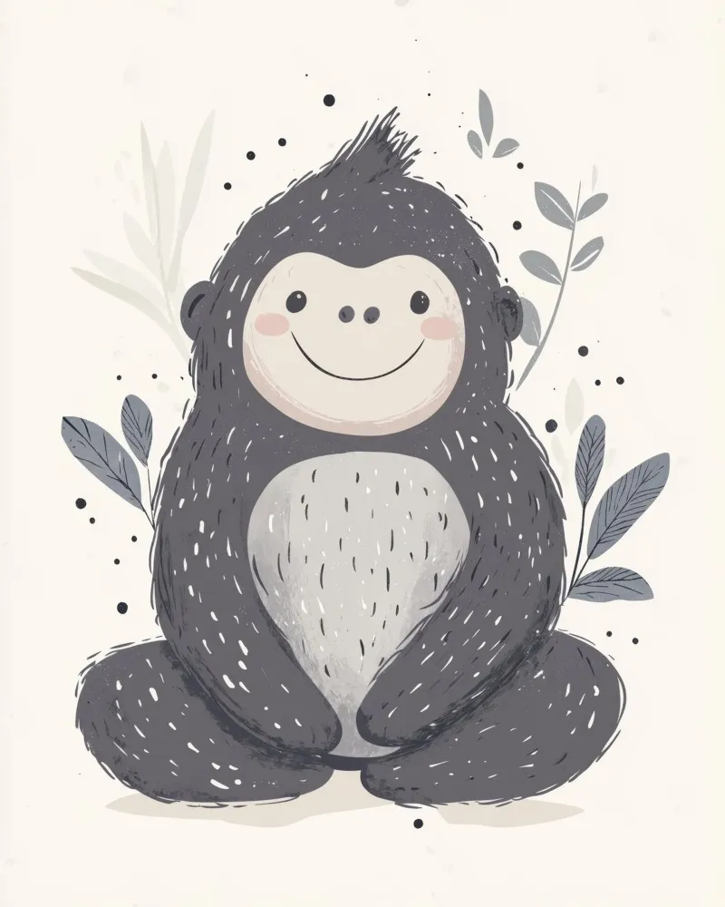 Scimmia capricciosa poster con telaio in alluminio da Happy Littles