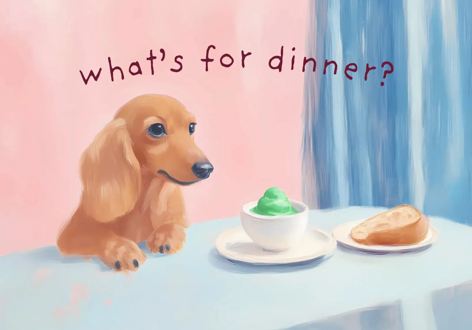 Was gibt's zu essen? Dackel Kunst, Hundeliebhaber Geschenk Leinwand mit Schattenfugenrahmen von vintagepod
