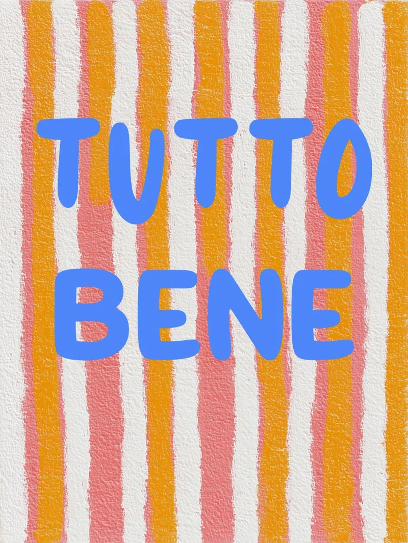 Sommerliche Tutto Bene-Vibes Poster mit Holzrahmen von Carinaprint