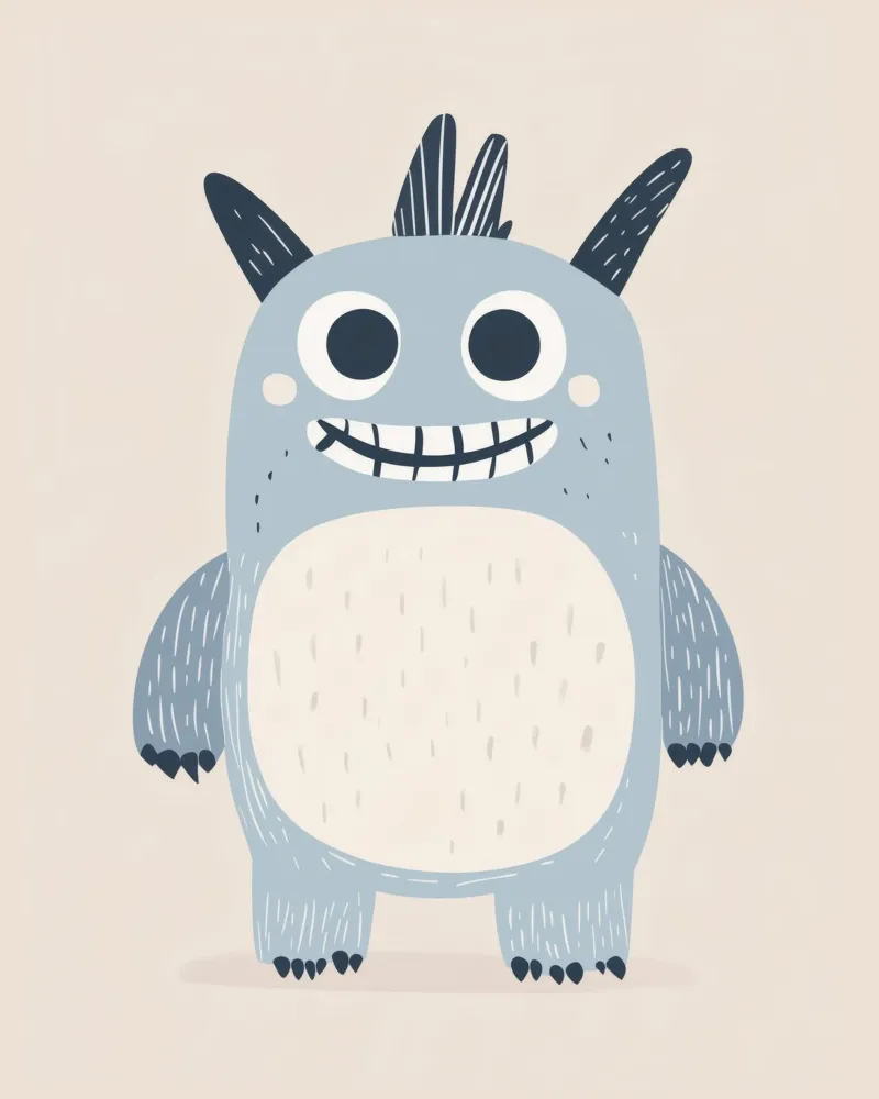 Mostro stravagante poster con telaio in legno da Happy Littles