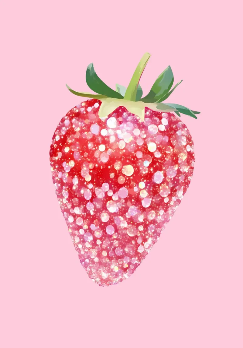 Fragola glitterata, frutta pop art, decorazione per la cucina poster con telaio in alluminio da vintagepod
