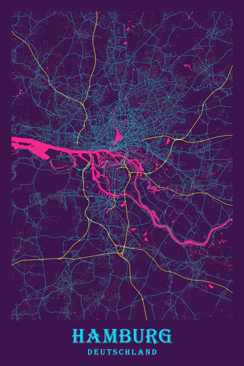 Mappa geometrica di Amburgo - Poster urbano poster con telaio in plastica da CityMapPoster