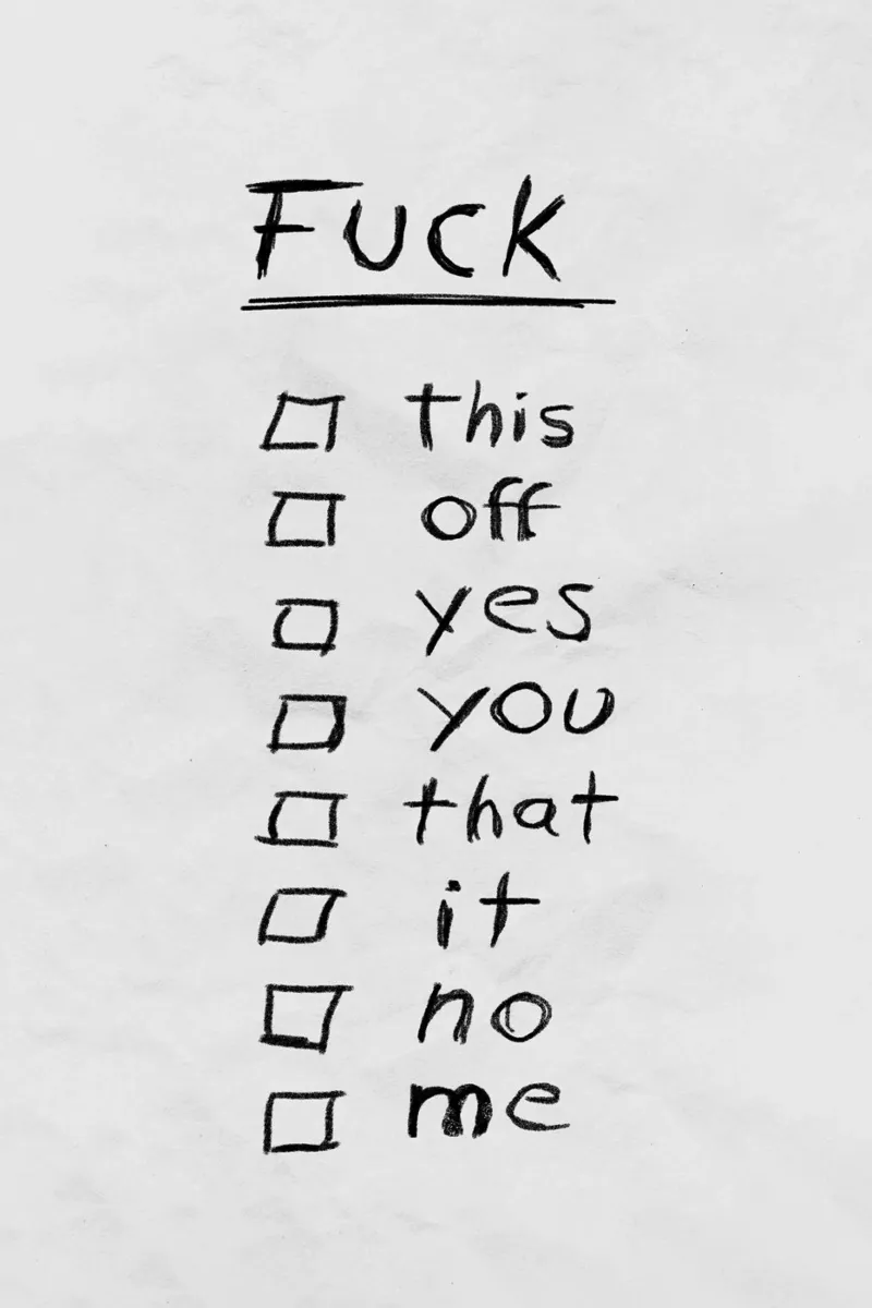 Fuck List plexiglass da Jonas Loose