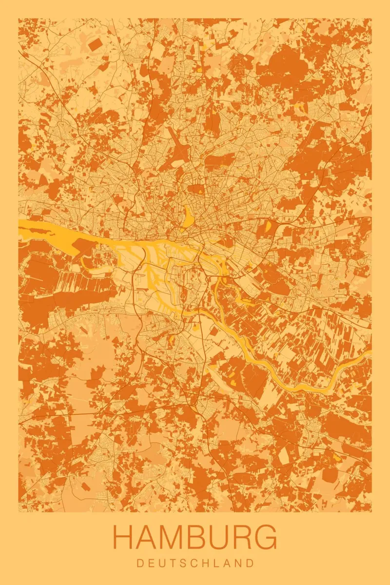 Poster minimalista di Amburgo - Mappa moderna poster con telaio in legno da CityMapPoster