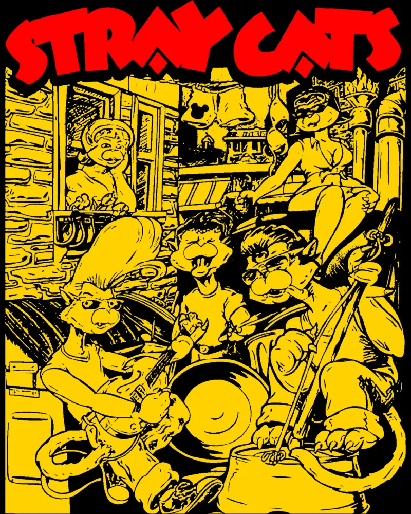 Brian Setzer Gatti randagi poster con telaio in legno da igoshartwrks