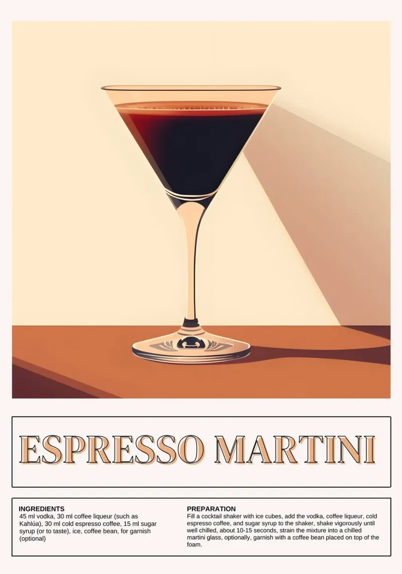 Espresso Martini Recipe, Bar Decor, Coffee Print poster con telaio in plastica da vintagepod