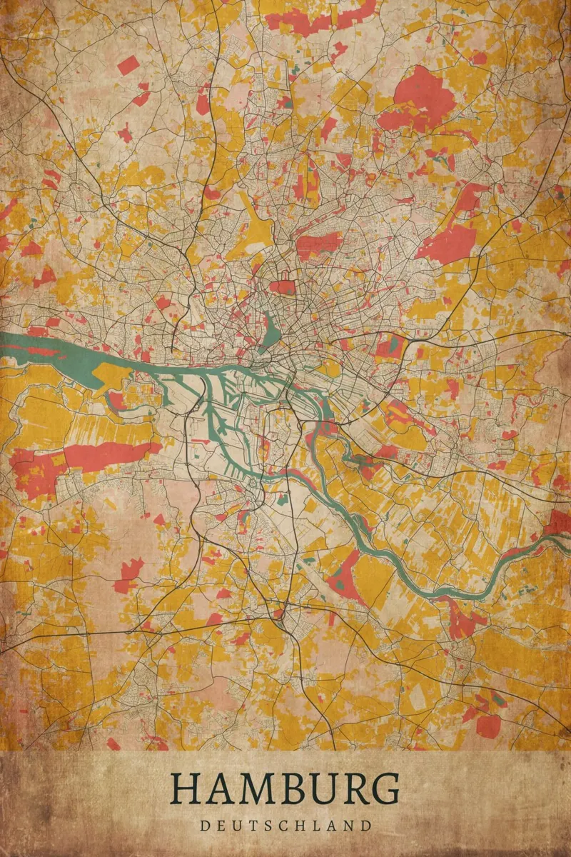 Stedelijk ontwerp: poster met stadsplattegrond van Hamburg canvas met Baklijst van CityMapPoster