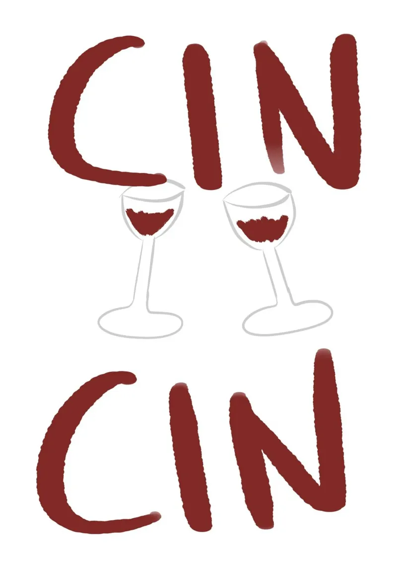 Cin Cin! Wein Toast, Italienische Bar Dekoration, Pop Art Poster mit Aluminium Rahmen von vintagepod