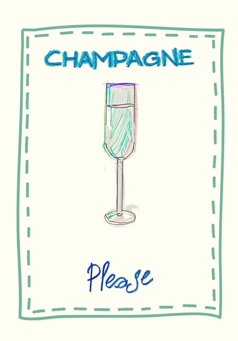 Champagner bitte! Abstrakter Druck, Bar Dekoration Leinwand mit Schattenfugenrahmen von vintagepod