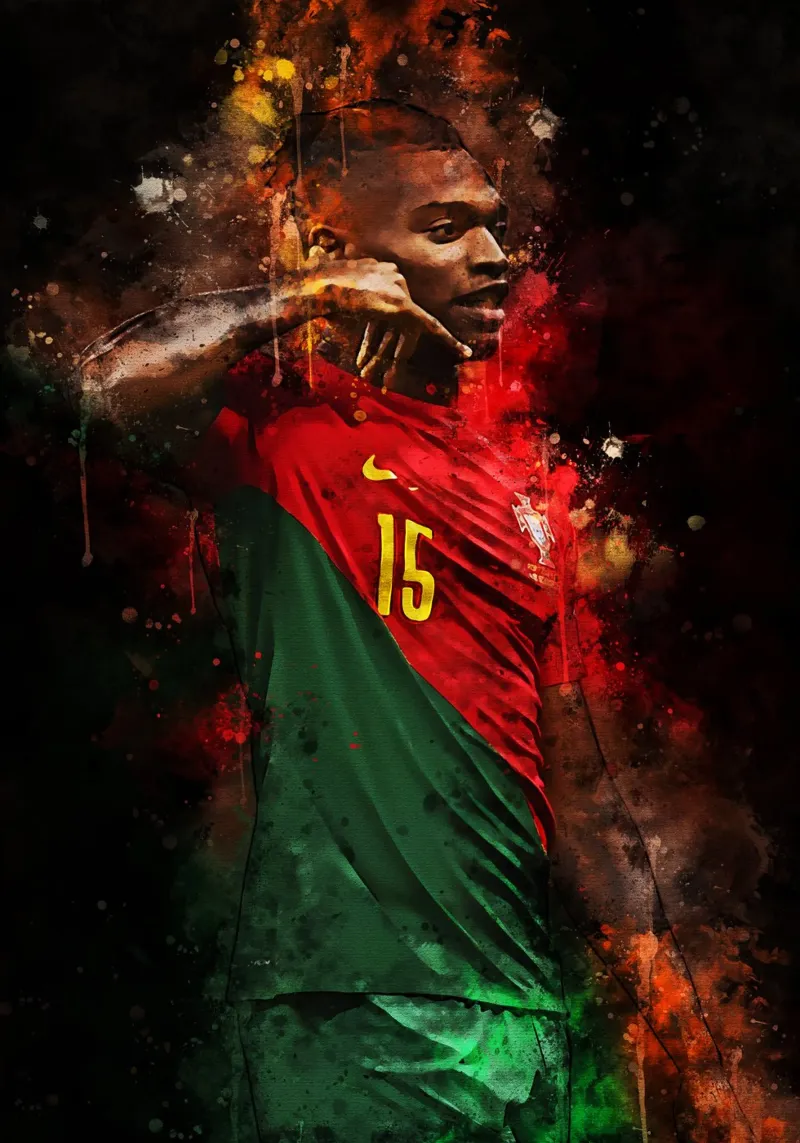 Rafael Leao poster con telaio in legno da MasterInkArt
