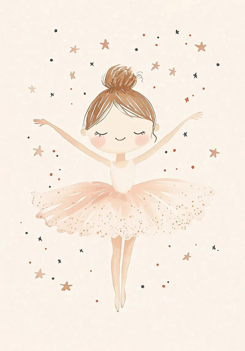 Ballerina con stelle poster con telaio in alluminio da David Müller