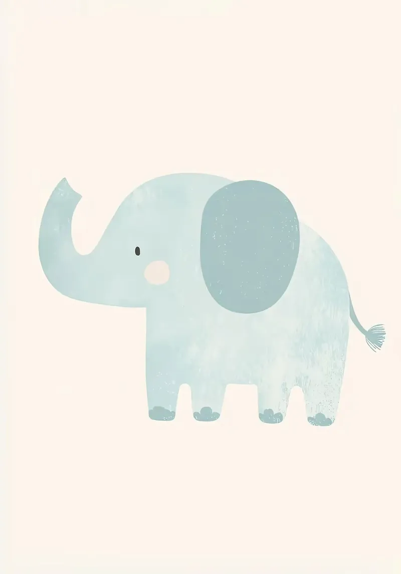 Illustration d'un mignon éléphant bleu poster de David Müller