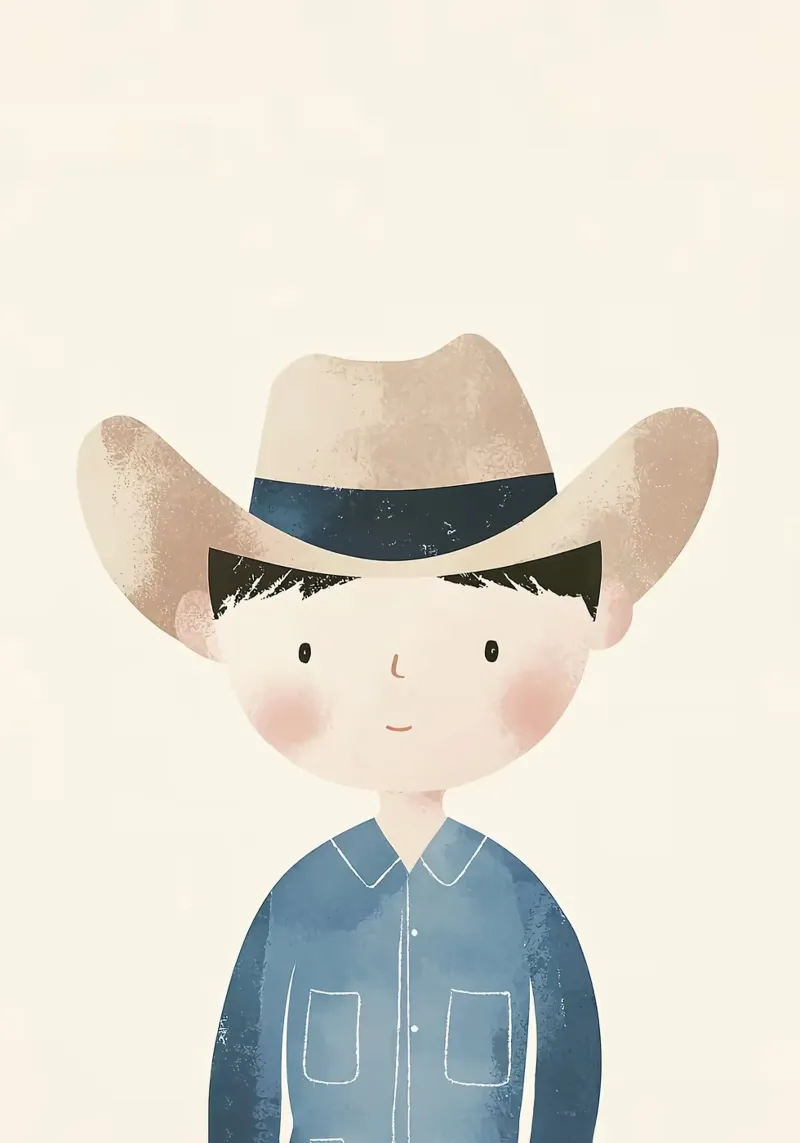 Illustrazione di un ragazzo cowboy poster con telaio in plastica da David Müller