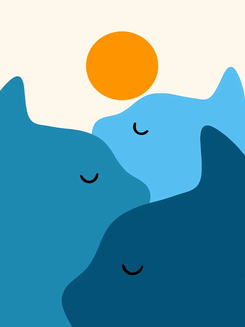 Gatto Cliff poster con telaio in plastica da Maria Lang