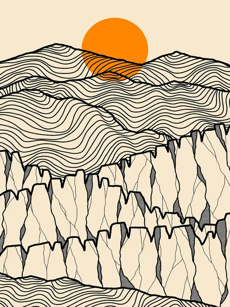 Linee del canyon poster con telaio in plastica da Maria Lang